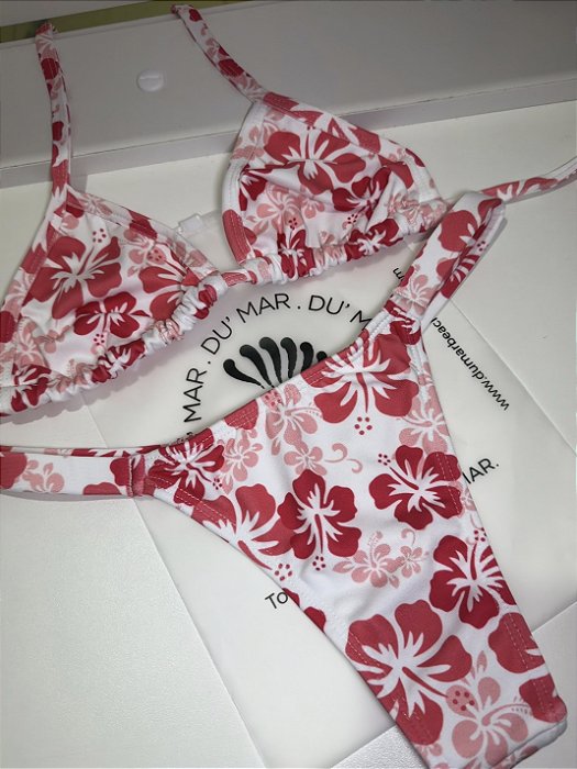 Biquíni bronze Floral rosa