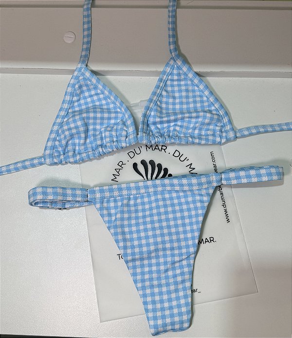 BIQUÍNI CORTININHA XADREZ AZUL