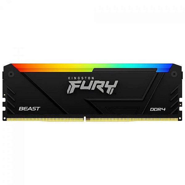 Memória DDR4 Kingston Fury Beast, RGB, 8GB, 3200MHz, Preta, KF432C16BB2A/8