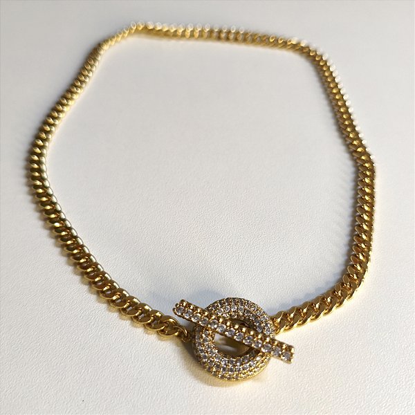 Gargantilha (Choker) Grumet Maxi Cravejado com Zircônias