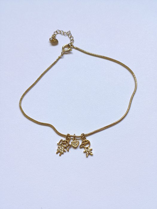 Pulseira Dourada Filhos com Pingentes Cravejados