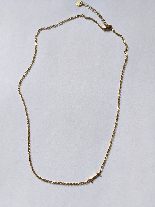 Colar Inicial Letra I Dourado Feminino