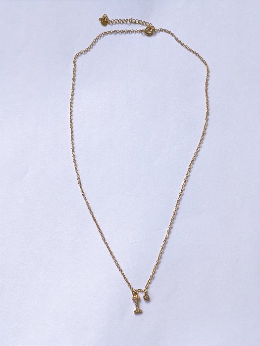 Colar Letra Cravejada com Ponto de Luz