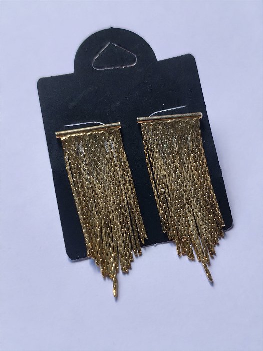 Brinco Franja Longo Dourado Viva Acessórios