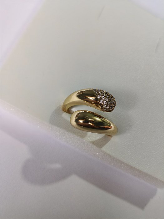 Anel Ajustável Estilo Cobra Cravejado