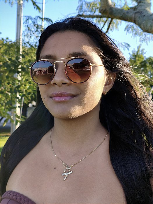 Óculos de Sol Redondo Clássico Marrom