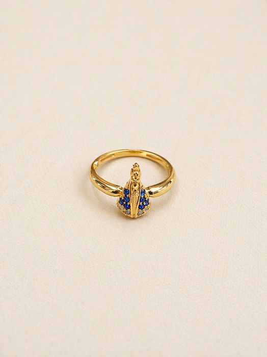 Anel Nossa Senhora Cravejado Azul
