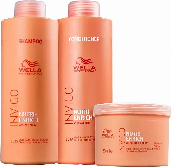 Kit Shampoo Condicionador E Máscara Nutri Enrich Invigo Wella