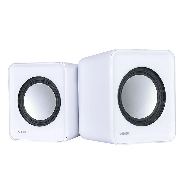 CAIXA DE SOM 2.0 USB 5V 2X 1W COM CONTROLADOR DE VOLUME BRANCA - VS-01B