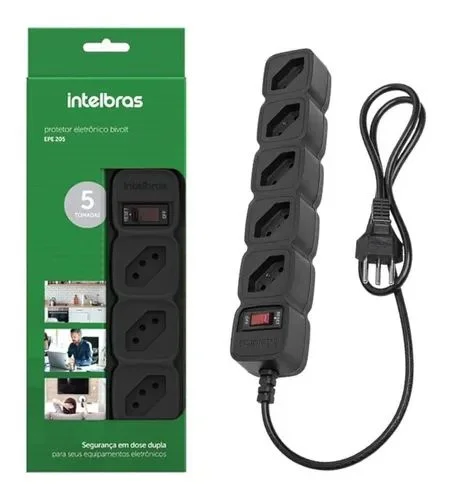PROTETOR ELETRONICO INTELBRAS C/ 5 TOMADAS EPE 205 PRETO 4824201