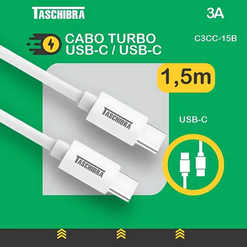 Cabo USB-C x USB-C Taschibra 1,5m 3A