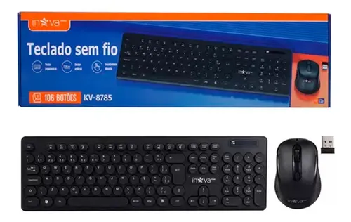 KIT TECLADO E MOUSE SEM FIO INOVA PRIME  106B KV-8785
