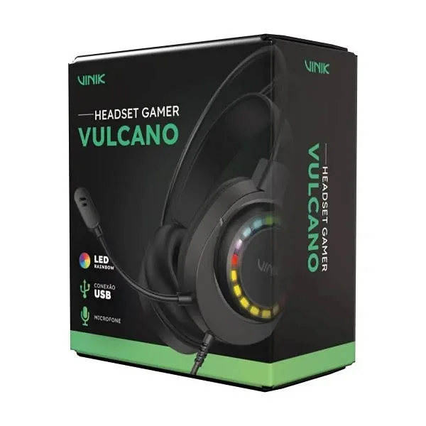 HEADSET GAMER VULCANO LED RAINBOW USB MICROFONEN VINIK