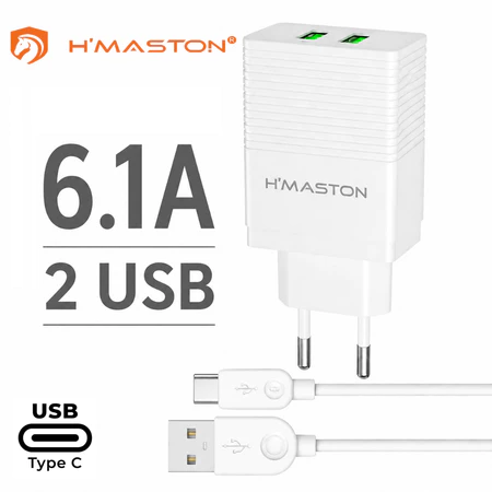 CARREGADOR CELULAR TIPO C 2 USB H'MASTON Y46-3