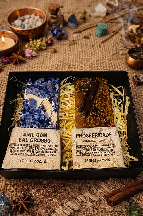 Kit Limpeza Energética Anil com Sal Grosso e Prosperidade