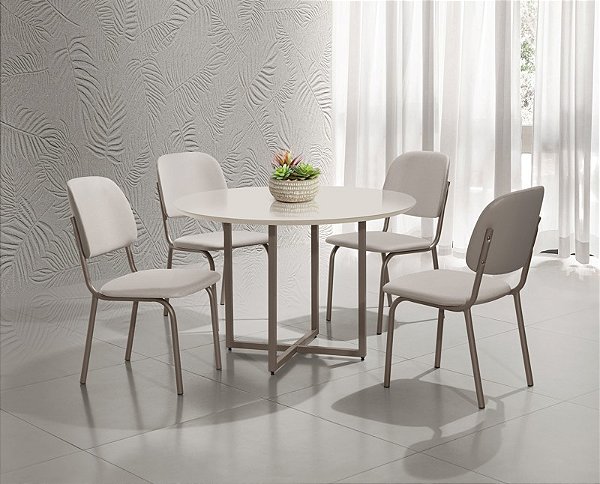 CONJUNTO MESA ROMANA DC RD 1,10 MDF C/VIDRO-4 CAD.NAPOLI DC - F/V A - A-512 - A-508 - CHAMP - CHAMP - OFW