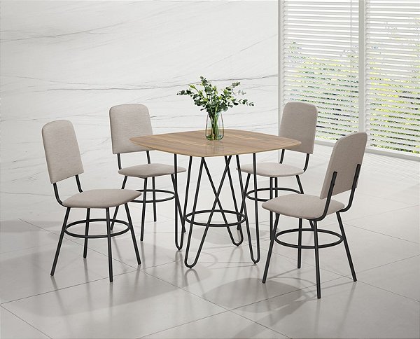 CONJUNTO MESA LAIS DC QD. 0,90X0,90 MDF-BP-4 CAD.LAIS DC - C - BC-81 - PRT - PRT - CAN