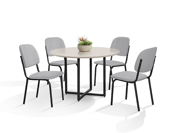 CONJUNTO MESA ROMANA DC 1,10 MDF C/ VIDRO-4 CAD.NAPOLI DC - F/V A - A-517 - BLACK - BLACK - OFW