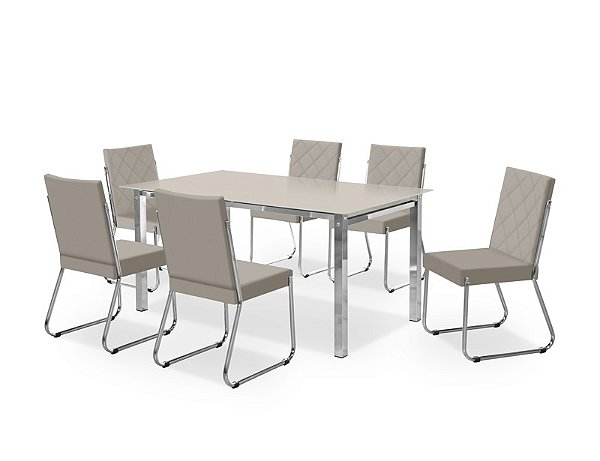 CONJUNTO MESA ONIX CR RT. 1,60X0,90 VD SERIG-6 CAD.DALLAS NEW CR - B - B-366 - B-366 - VOF