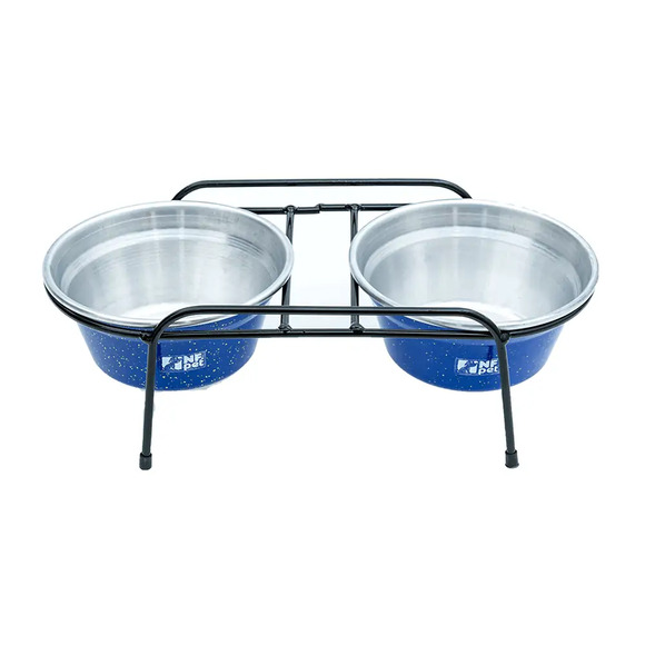 Comedouro Aramado Duplo NF Pet Azul 1,2 L