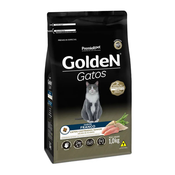 Golden Gatos Castrados Sênior Frango 1 kg