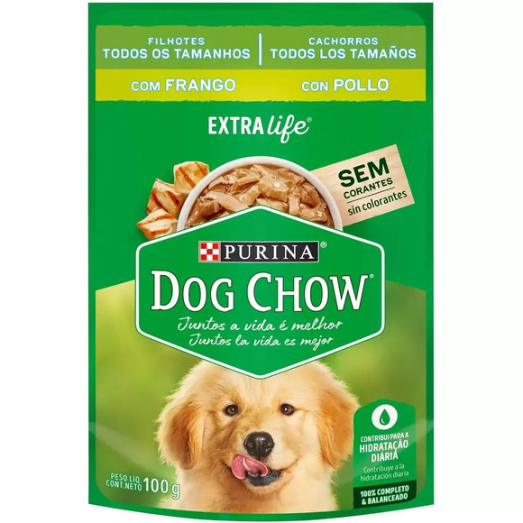 Ração Úmida Dog Chow Cães Filhotes Frango 100 g