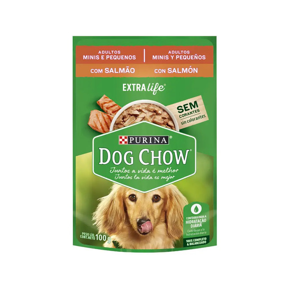 Ração Úmida Dog Chow Cães Adultos Mini e Pequenos Salmão 100 g