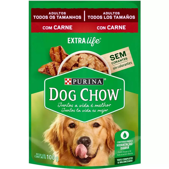 Ração Úmida Dog Chow Cães Adultos Carne 100 g