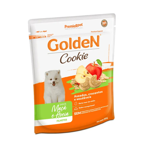 Cookie Golden Cães Filhotes Maçã e Aveia 350 g