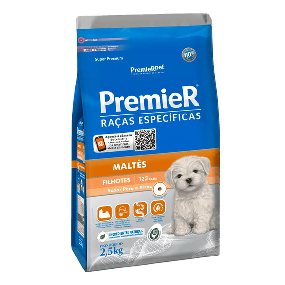Premier Raças Específicas Maltês Filhotes Peru e Arroz 2,5 kg