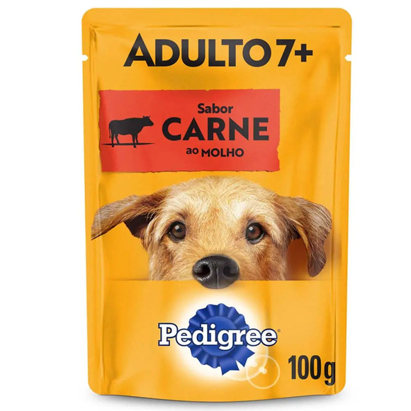 Ração Úmida Pedigree Sachê Cães Adultos Sênior 7+ Anos Carne ao Molho 100 g