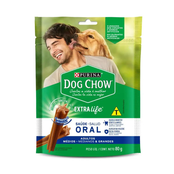 Petisco Dog Chow Extra Life Saúde Oral Cães Médios e Grandes 3 unidades