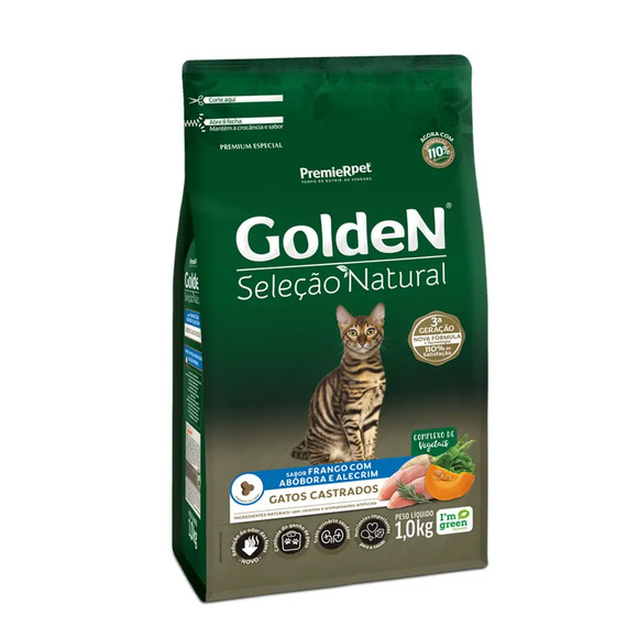 Golden Seleção Natural Gatos Castrados Frango com Abóbora e Alecrim 1kg