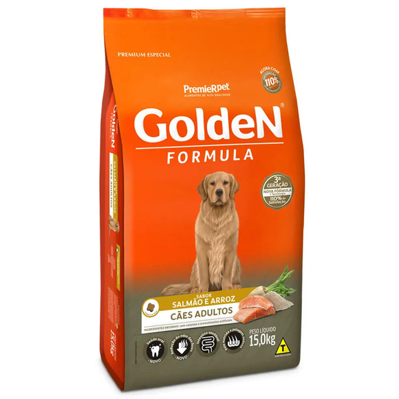Golden Fórmula Cães Adultos Salmão e Arroz 15 kg
