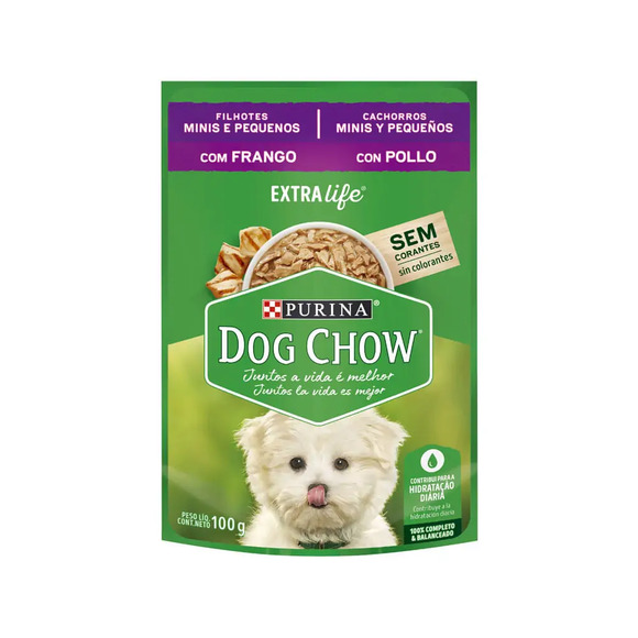 Ração Úmida Dog Chow Cães Filhotes Mini e Pequenos Frango 100 g