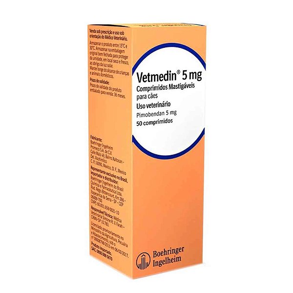 Vetmedin Mastigavel 5 mg com 50 Comprimidos
