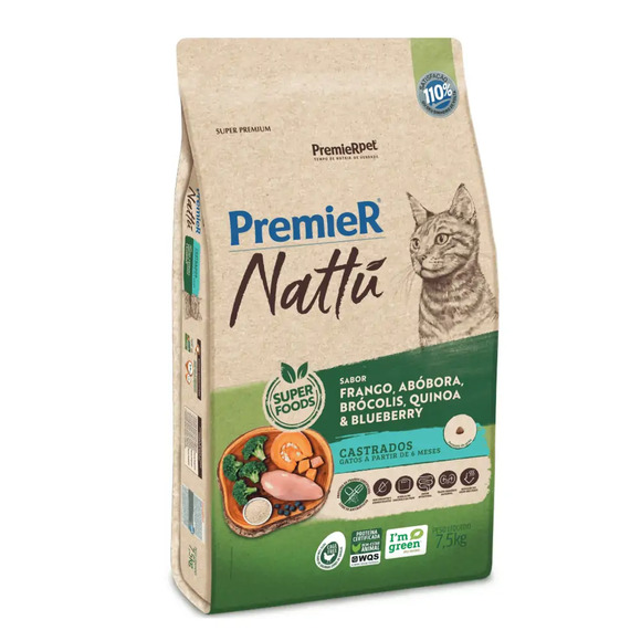 Premier Nattu Gatos Adultos Castrados Abóbora 1,5 kg