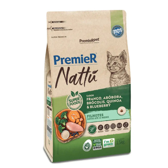 Premier Nattu Gatos Filhotes Abóbora 1,5 kg