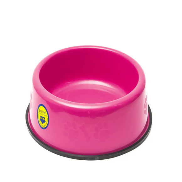 Comedouro e Bebedouro Pesado para Filhotes Tudo Pet Rosa 450 ml