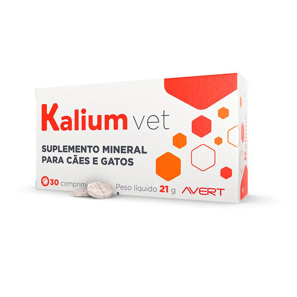 Suplemento Mineral para Cães e Gatos Kalium Vet Avert 21 g 30 comprimidos