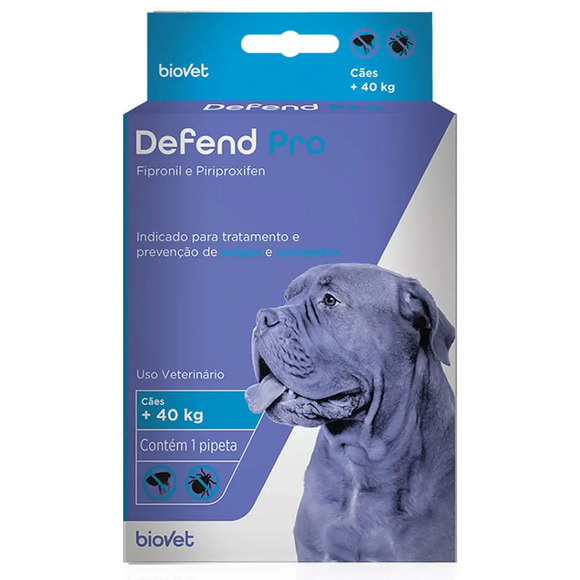 Antipulgas e Carrapatos Defend Pro para Cães acima 40 kg Biovet 1 pipeta