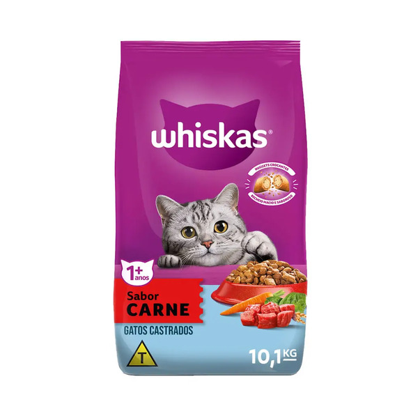 Whiskas Gatos Adultos Castrados Carne 10,1 kg