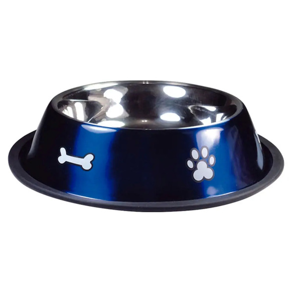 Comedouro Inox Rubber Print Azul Jambo M