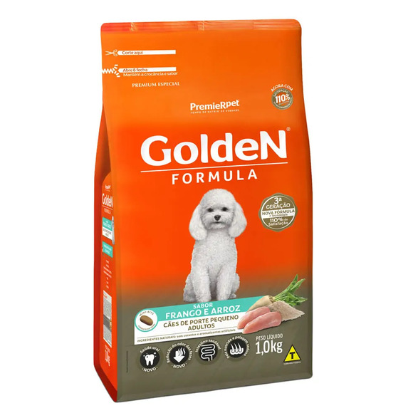 Golden Fórmula Cães Adultos Raças Pequenas Frango e Arroz Mini Bits 1 kg