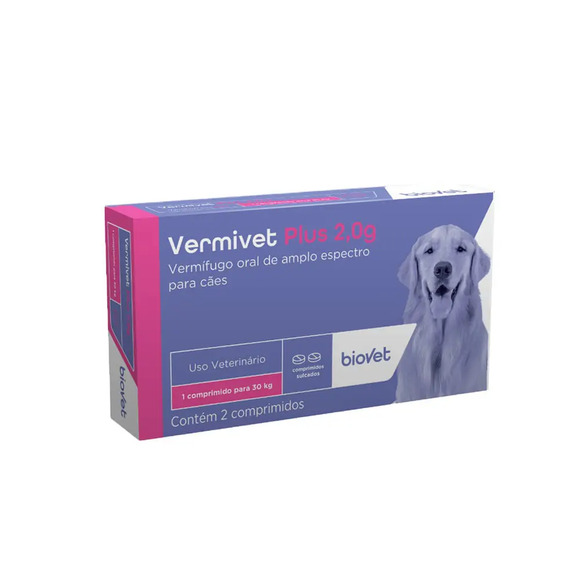 Vermífugo Vermivet Plus 2,0 g Biovet 2 comprimidos