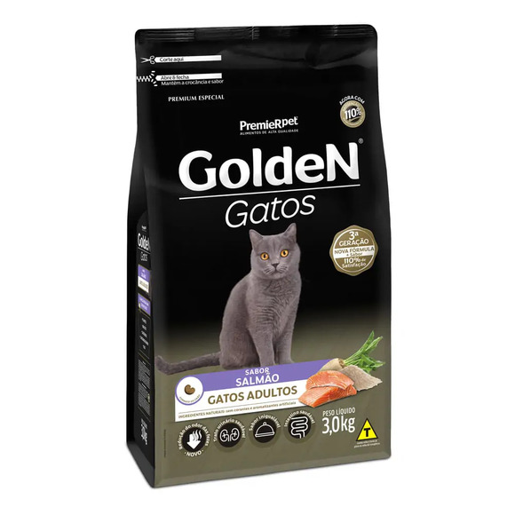 Golden Gatos Adultos Salmão 3kg