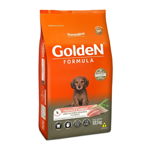 Golden Fórmula Cães Filhotes Raças Pequenas Frango e Arroz 10,1 kg