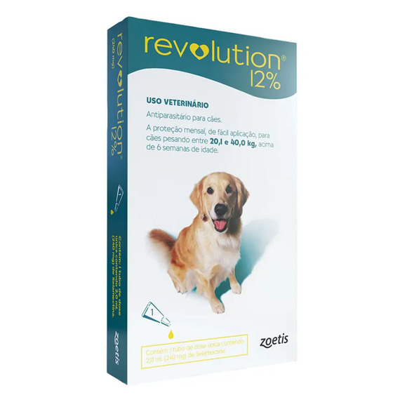 Antipulgas Revolution 12% para Cães de 20,1kg a 40kg 1 Tubo