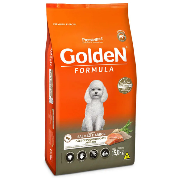 Golden Fórmula Cães Adultos Raças Pequenas Salmão e Arroz 15 kg
