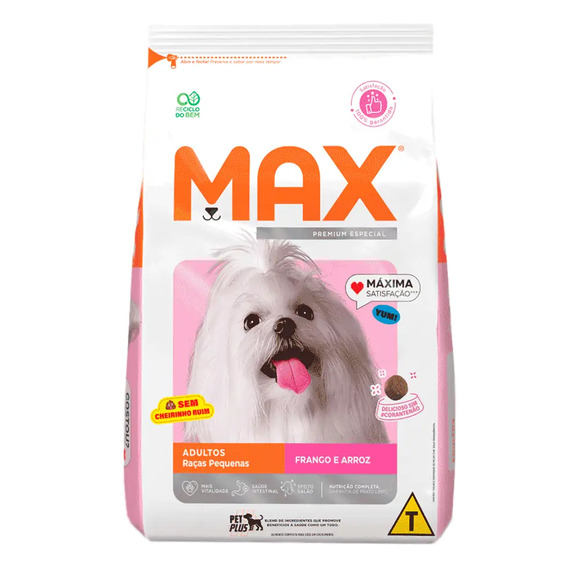 Max para Cães Adultos Raças Pequenas Frango e Arroz 20 kg